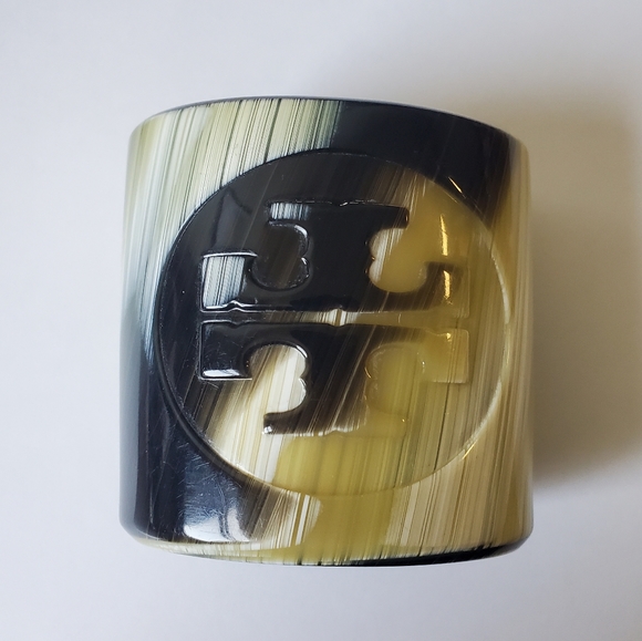 Tory Burch Limited Edition Logo Tortoise Shell Resin Bracelet Cuff Band - Picture 2 of 7